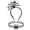 CharmBurst 2 pezzi cerchietto e collana ragno per Halloween nero rosso, set accessori costume ragno, decorazione cosplay festa
