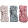 Lurrose 3 pezzi Spa trucco fasce donne corallo del vello capelli cosmetici per capelli copricapo per lo yoga lavaggio viso doccia