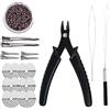 YANTAISIYU Kit di extension per capelli: micro anelli per extension per capelli, 500 pezzi, 3 mm Nano Rings in silicone foderato, micro perline, ago e anello infila (marrone)