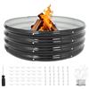 confote Anello rotondo galvanizzato per braciere da 91 cm, anello per fuoco rotondo galvanizzato, diametro 9 m, braciere da esterno per cortile, campeggio, falò, nero