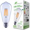 greenandco Lampadina a filamento LED | trasparente | E27 ST64 | 7,2 W 1521 lm | sostituisce 100 W | 3000 K bianco caldo | 320° | 230 V | senza sfarfallio | Classe energetica A | non dimmerabile