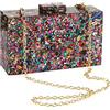 Gets - Borsa rigida in acrilico da donna, multicolore, con motivi geometrici in Perspex, pochette da sera e borsa a tracolla a forma di scatola per banchetti ed eventi, B-multicolore., Taglia unica