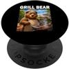 Funny Papa Father Day Barbecue Chef Gril Orso BBQ Maestro della griglia Chef Barbecue Maglietta PopSockets PopGrip Adesivo