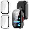 GIOPUEY Cover Compatibile con Xiaomi Redmi Watch 6 Lite, [2 Pezzi] Pellicola Protettiva Vetro + Cornice in Plastica Rigida Custodia - Transparent+Transparent