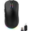Wowssyo Mouse da gioco senza fili, RGB Gaming Mouse con DPI 800/1200/1600/2400/3600/4800, mouse Bluetooth (2,4 G+BT1 + BT2 + cablato) 1 K velocità di recupero, per PC, laptop, tablet, telefono