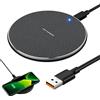 SEASJHBAY Caricabatterie wireless in metallo, 35 W, stazione di ricarica induttiva, ricarica rapida per iPhone, per Samsung Galaxy, per AirPods, indicatore LED, base di ricarica sottile con fondo antiscivolo