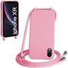 WenBaby Cover Compatible con iPhone XR,Cellulare Girocollo Custodia con Cordino TPU Corda Silicone Case Bumper per iPhone XR Custodia, Rosa