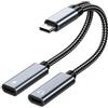 MMOBIEL Adattatore Doppio USB-C Splitter per Cuffie e Ricarica 16 Bit/60W 2 in 1 USB-C a USB Type-C Mic Audio Adattatore con Ricarica Rapida per iPhone 17 16 15, iPad Air/Pro, Galaxy S26 S25 S24 S23