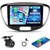 ETLFUCyber 4G+128G Android Autoradio per Hyundai i10 2007-2013 con Wireless Carplay & Android Auto, Schermo Touch IPS 9 pollici con GPS, WiFi, EQ, Bluetooth 5.0, Radio FM/RDS
