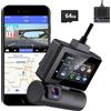 Generico Dash cam 4G LTE con app di streaming live visualizzazione remota navigazione GPS ADAS WiFi doppia lente per riprese frontali e interne, kit di cablaggio, scheda SD da 64 GB inclusa.