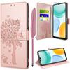 TTSWJBD Cover per Honor X5c/X5c Plus e Vetro Temperato, Rosa | 3 Slot Schede, Supporto, Morbido TPU Antiurto Protezione, Pelle PU Antigraffi, Portafoglio, Magnetica Flip Case Custodia