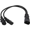 GERUI Cavo di alimentazione 50 cm, cavo di prolunga Y splitter IEC320 C14 a 2 x C13, cavo di alimentazione per dispositivi freddi, cavo di alimentazione IEC-320 Power Y tipo splitter adattatore cavo 250 V