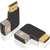Duttek Adattatore HDMI 8K-2 pack,adattatore ad angolo sinistro HDMI maschio a femmina, supporto connettore HDMI 2.1 8K@60Hz,4K@120Hz,HDR,Dolby,eARC,HDCP2.3 per laptop,PC,monitor,TV Roku