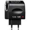 CANRNYACBZ Adattatore Accendisigari 12V 1A, Convertitore 230V a 12V DC, Alimentatore da Rete con Fusibile 10A, Presa EU per Auto, Camper, GPS, Dashcam e Dispositivi 12V