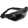 Excellanc Marsupio Marsupio con paillettes per uomo e donna, idea regalo Carnevale anni '80 anni '90, Nero , 11 cm x 31 cm x 8 cm, Marsupio