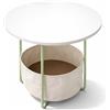 Relaxdays Tavolino Rotondo con Cestino in Tessuto, H x D 50x45 cm, da Salotto, MDF/Metallo