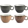 H&H Ethnic Set 6 Tazze Jumbo, Stoneware, Assortite, cc460