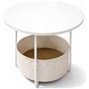 Relaxdays Tavolino, rotondo con cestino in tessuto, 50x45 cm, tavolino da salotto, MDF e metallo, beige-crema