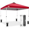 EAGLE PEAK Gazebo pieghevole da giardino, 3 x 3 m, tenda pieghevole, gazebo con borsa da trasporto a rotella, per campeggio, spiaggia, giardino, rosso