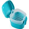 Cuasting Blue Denture Caso Porta Denture Colino, Denture Box Box Denture Denture Box Box Cesto Retino Contenitore per Viaggio
