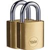 Yale Lucchetto in ottone Y110B/30/115/1 corpo 30mm, arco in acciaio, 3 chiavi, confezione da 2 lucchetti