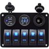 VALICLUD Pannello in Lega di Alluminio e ABS 3.1a Nero Interruttore Combinato 5 Vie 12v 24v 2 Porte USB Protezione da Cortocircuito per Veicoli a Due Ruote e Autobus