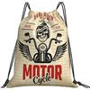 Generic con Coulisse Borsa Coulisse Skull Motorcycle Gang Riding Sacco Sportive Unisex Zainetto per Yoga Donna Sport 36X42Cm