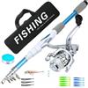 Marchfunny Canna da pesca telescopica con mulinello per combo 1,8 m telescopico