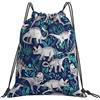 Generic Personalizzato Coulisse Tasche Dinosaur Dark Blue Purple Sacchetto Sportivo Fashion Zainetto per Viaggi Spiaggia Sport 36X42Cm