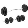 Générique Set di manubri e bilanciere con piastre 60 kg, bilanciere in acciaio cromato, peso in cemento rivestito in plastica, 2 x 10 kg, 4 x 5 4 2 1,25 serrature a stella, allenamento