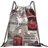 Generic Leggero Borsa Sportiva da Palestra London Union Sacca Sportivo Poliestere Zainetto per Uomo Festival Donna 36X42Cm