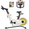 KINGSMITH Cyclette per Casa, 40 Livelli di Resistenza Magnetica, Pieghevole per Interni, Capacità di Peso di 120 kg, Bici da Fitness Silenziosa, con Display a LED, App Supportata, Colore Bianco