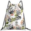 Generic con Coulisse Borsa Sportiva da Palestra Wonderland Pink Roses Sacca Sportiva Poliestere Gym Sack per Adulto Piscina Sport 36X42Cm