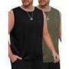 TOMEEK Canotta Uomo Estiva Canottiere Palestra Taglie Forti Senza Maniche T Shirt Running Canotte Casual Atletiche Leggero Gilet Scollo Rotondo Smanicato Pacco da 2(Nero + Verde,L)