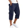 Dasongff Pantaloncini Cargo Uomo 3/4 in Cotone Leggero Estate Pantaloncini da Lavoro Corto con Multi-Tasche Elastico In Vita A Buon Mercato, Blu marino, M