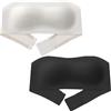 Happy Cherry 2 Pezzi Ragazze Reggiseno Senza Spalline Bandeau Bra a Fascia Invisibile Senza Cuciture Bralette con Spalline Staccabili Nero+Bianco S 32/70