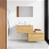 Parama Mobile bagno sospeso modulare 60 cm rovere chiaro due cassetti con lavabo bianco lucido | Bako