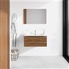Parama Mobile bagno sospeso 70 cm rovere scuro un cassettone con lavabo bianco lucido | Bako