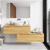Parama Mobile bagno sospeso modulare 100 cm rovere chiaro due cassetti con top | Bako