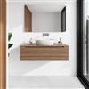Parama Mobile bagno sospeso 100 cm rovere scuro un cassettone con top | Bako