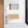 Parama Mobile bagno sospeso 70 cm rovere chiaro un cassettone con lavabo bianco lucido | Bako