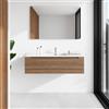Parama Mobile bagno sospeso 100 cm rovere scuro un cassettone con lavabo bianco lucido | Bako