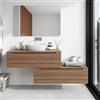 Parama Mobile bagno sospeso modulare 90 cm rovere scuro due cassetti con top | Bako