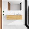 Parama Mobile bagno sospeso 100 cm rovere chiaro un cassettone con lavabo bianco lucido | Bako