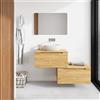 Parama Mobile bagno sospeso modulare 60 cm rovere chiaro due cassetti con top | Bako