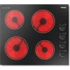 Karinear Piano Cottura Vetroceramica 4 Fuochi, 6000W Piano Cottura Elettrico 60cm con Manopola, Piani Cottura Elettronica Nero, Spegnimento Automatico, Vetro Cristallo