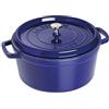 STAUB Cocotte, casseruola in ghisa, adatta a tutti i piani cottura incl. induzione, rotonda, 28 cm, 6,7 L, Made in France, blu scuro