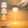 TRUMPETS Lampada da Tavolo Senza Fili Metallo, H:25cm Lampada da Comodino Ricaricabile USB-C, 3 Temperature Colore, Lampada da Scrivania IP54 Impermeabile per Ristorante, Camera da Letto，Beige：1 pz.