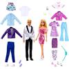 Barbie Set di bambole Ken con 2 bambole alla moda, vestiti e accessori, inclusi abiti, magliette, pantaloni, costumi da bagno e altro ancora