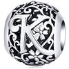 Qings Vintage Perline Charm Lettera dalla A alla Z Argento Sterling 925 Beads Charms Ciondoli con Lettera Alfabeto Compatibile con Braccialetti Bracciali e Collane